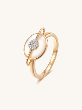 Planet Jupiter Mother of Pearls Ring In 18K Yellow Gold Vermeil