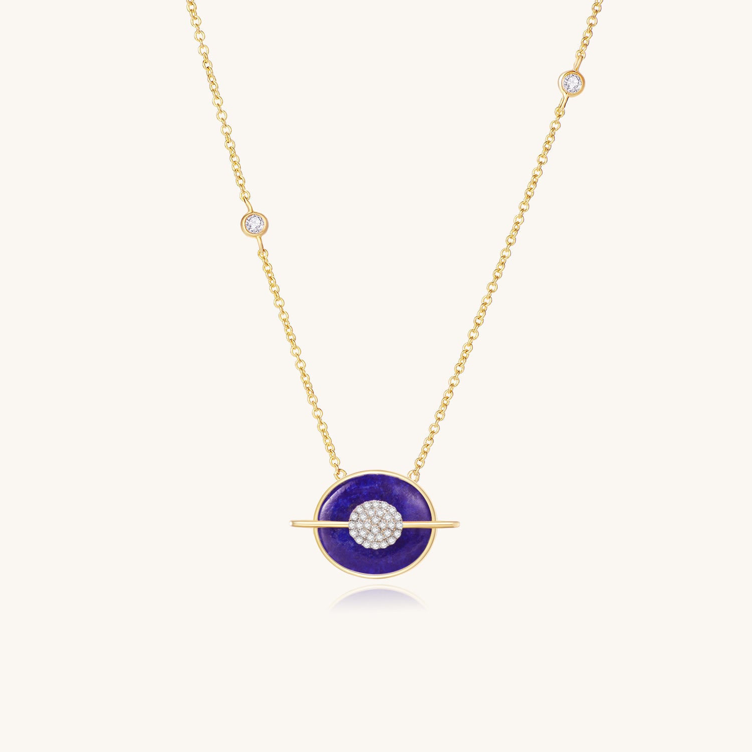 Planet Earth Lapis Lazuli Necklace In 18K Yellow Gold Vermeil