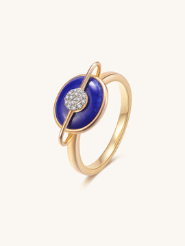 Planet Earth Lapis Lazuli Ring In 18K Yellow Gold Vermeil