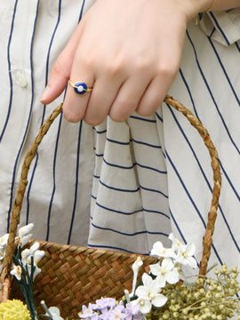 Planet Earth Lapis Lazuli Ring In 18K Yellow Gold Vermeil