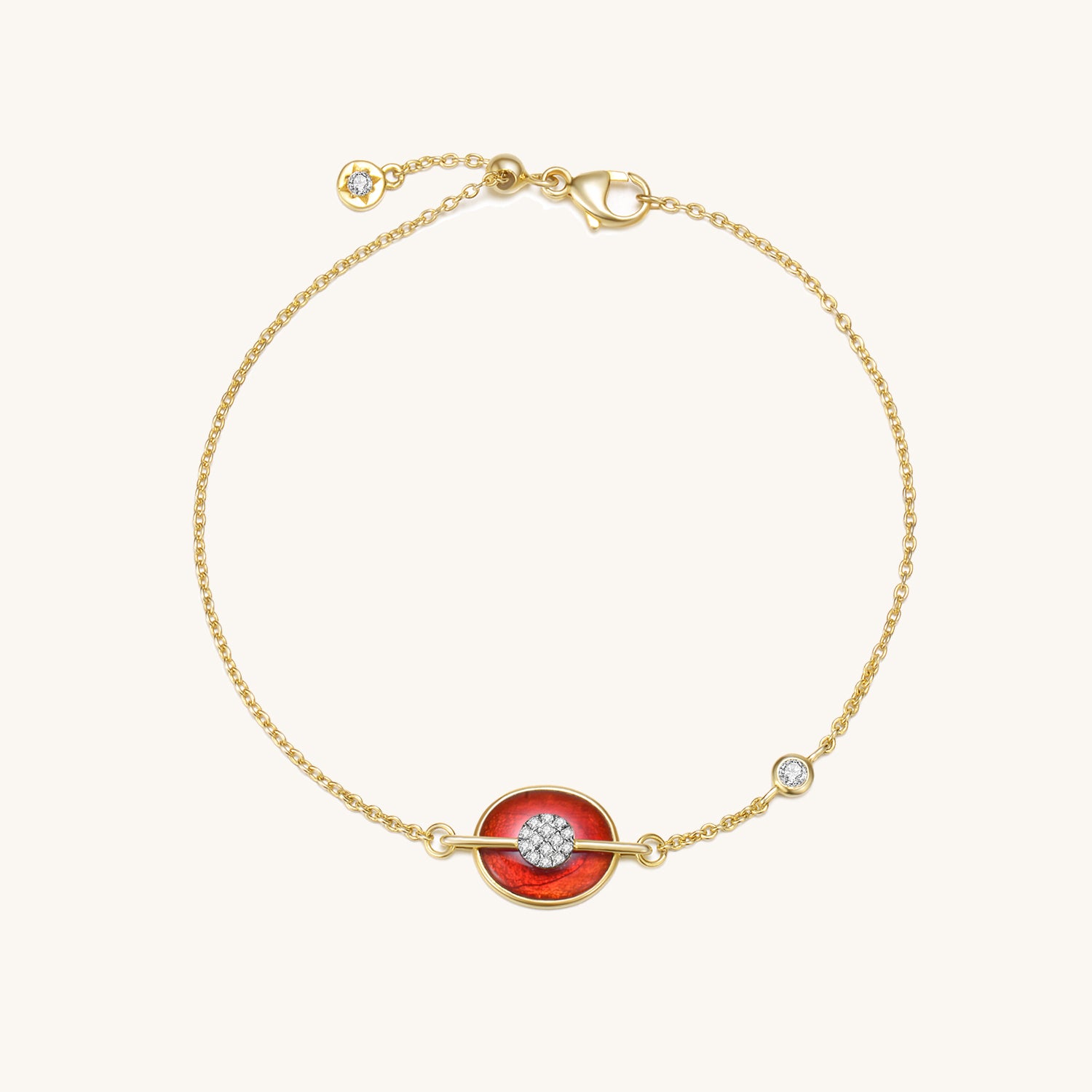 Planet Mars Red Agate Bracelet In 18K Yellow Gold Vermeil