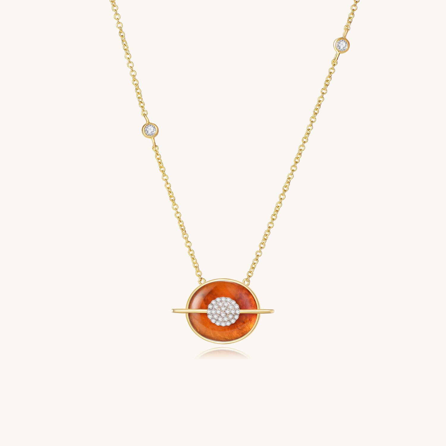 Planet Mars Red Agate Necklace In 18K Yellow Gold Vermeil