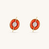 Planet Mars Red Agate Stud Earrings In 18K Yellow Gold Vermeil