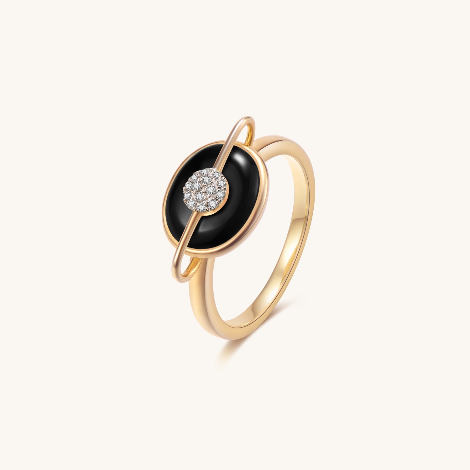 Planet Mercury Black Onyx Ring In 18K Yellow Gold Vermeil