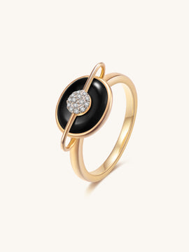 Planet Mercury Black Onyx Ring In 18K Yellow Gold Vermeil