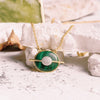 Planet Uranus Malachite Necklace In 18K Yellow Gold Vermeil