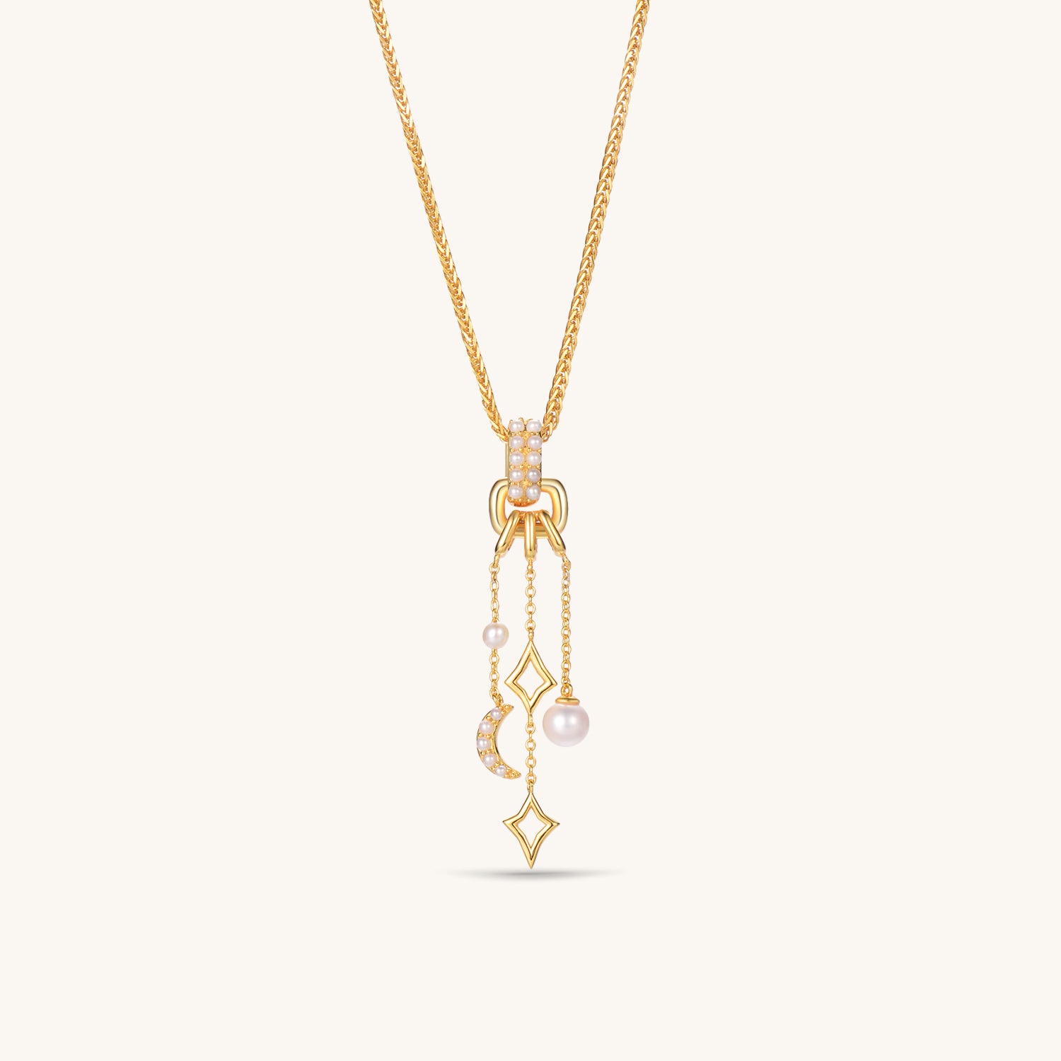 Queenie Tassel Freshwater Pearls Necklace In 18K Yellow Gold Vermeil