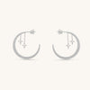 Starry Night Astrid Pearls and Zircons Hoop Earrings In Sterling Silver