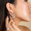 Starry Night Astrid Pearls and Zircons Hoop Earrings In Sterling Silver