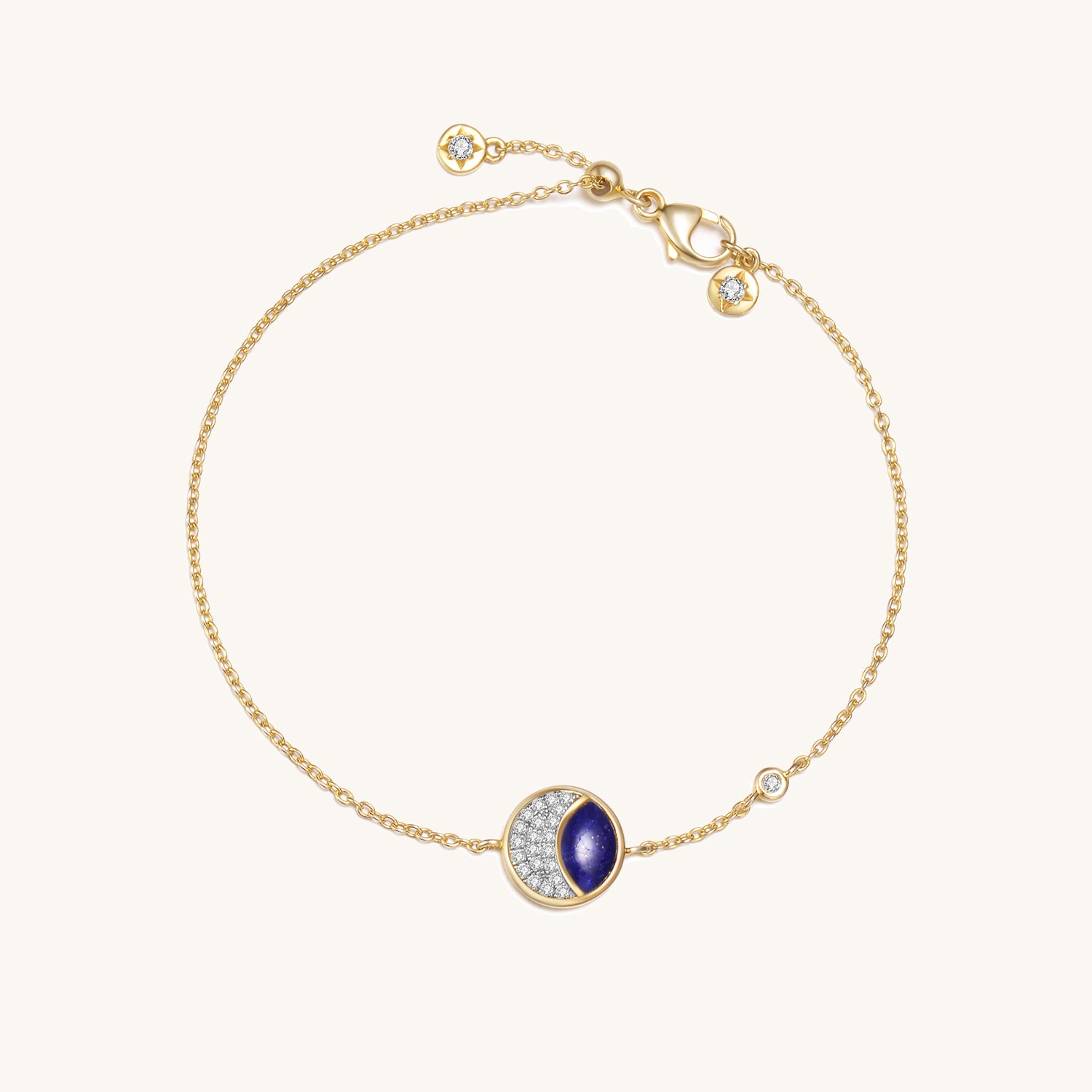 Starry Night Eclipse Lapis  Lazuli  Bracelet In 18K Yellow Gold Vermeil