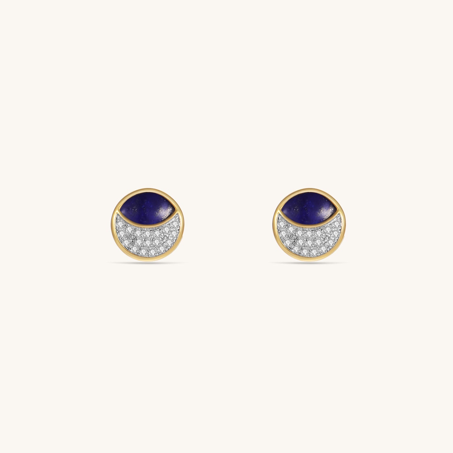 Starry Night Eclipse Lapis Lazuli Stud Earring In 18K Yellow Gold Vermeil