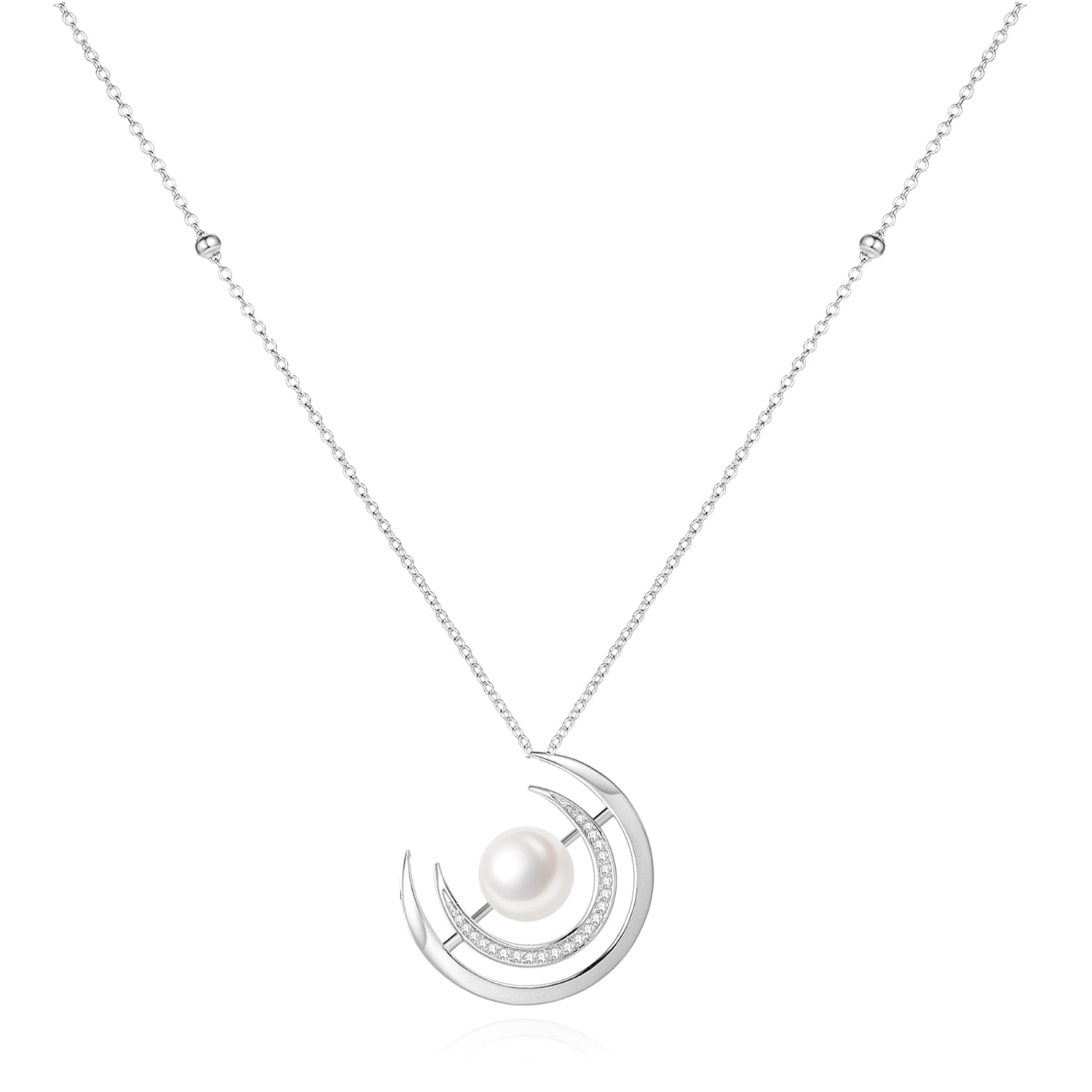 Starry Night Star Trail Freshwater Pearl Necklace In Sterling Sliver