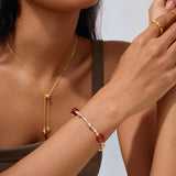 Aqua Dome Carnelian Bead Bracelet