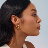 Aqua Dome Carnelian Hoop Earring