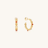 Aqua Dome Carnelian Hoop Earring