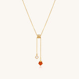 Aqua Dome Carnelian Lariat Necklace