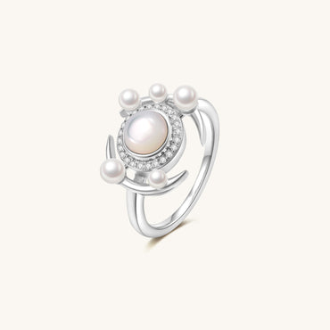 Galaxy Andromeda Mother of Pearls And Freshwater Pearls Ring In Sterling Silver