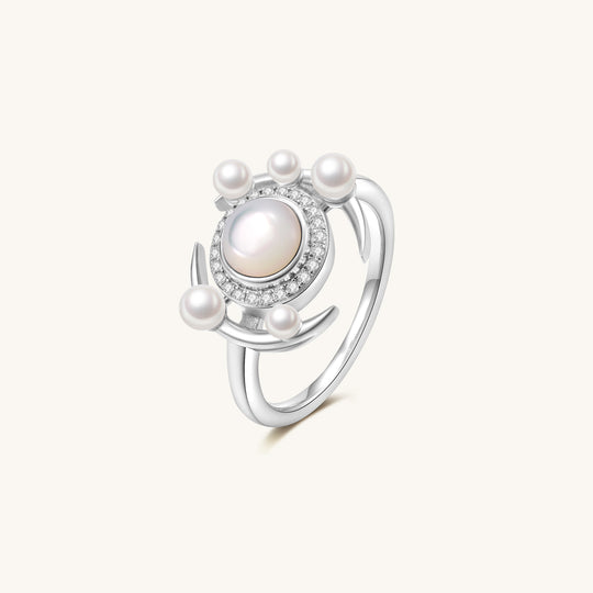 Galaxy Andromeda Mother of Pearls And Freshwater Pearls Ring In Sterling Silver