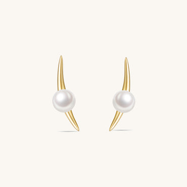 Galaxy Cygnus Orbit Freshwater Pearls Studs In 18K Yellow Gold Vermeil