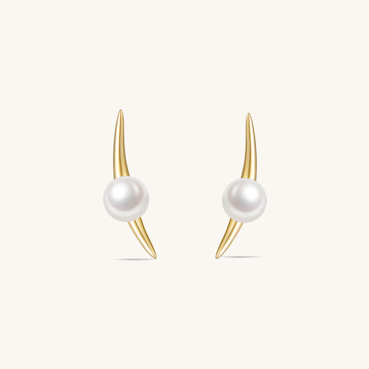 Galaxy Cygnus Orbit Freshwater Pearls Studs In 18K Yellow Gold Vermeil