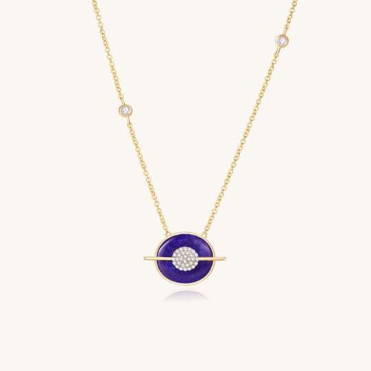 Planet Earth Lapis Lazuli Necklace In 18K Yellow Gold Vermeil