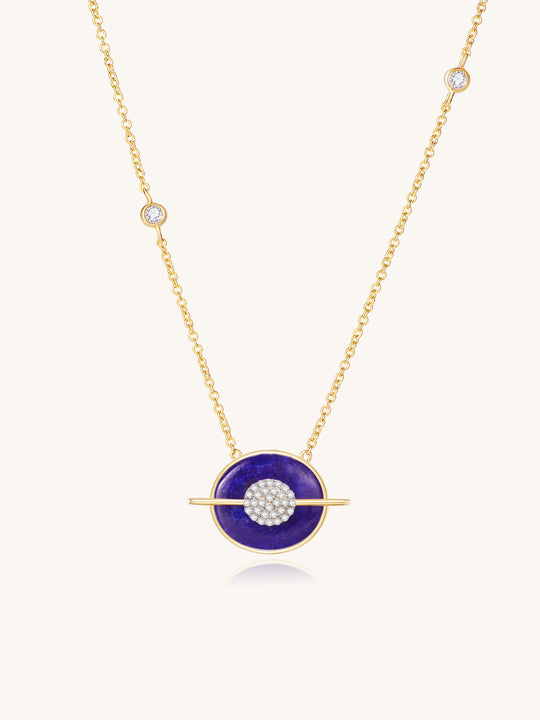 Planet Earth Lapis Lazuli Necklace In 18K Yellow Gold Vermeil