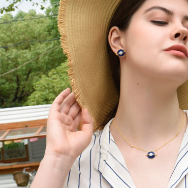 Planet Earth Lapis Lazuli Necklace In 18K Yellow Gold Vermeil