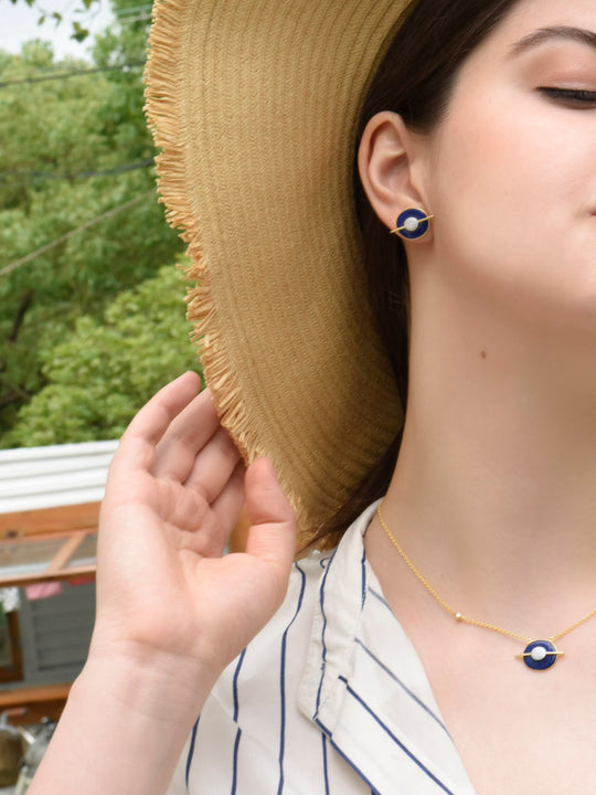 Planet Earth Lapis Lazuli Necklace In 18K Yellow Gold Vermeil