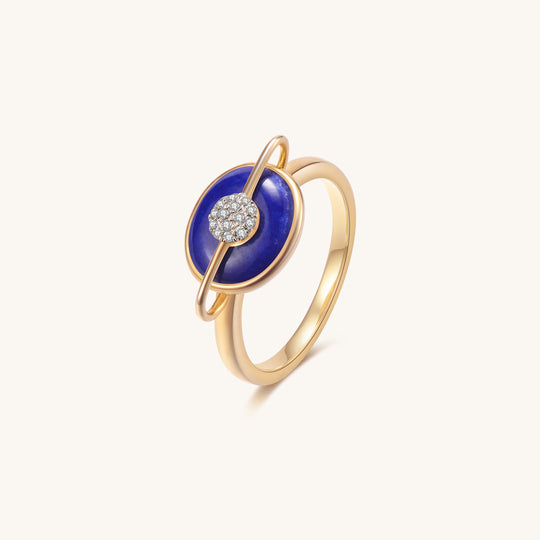 Planet Earth Lapis Lazuli Ring In 18K Yellow Gold Vermeil