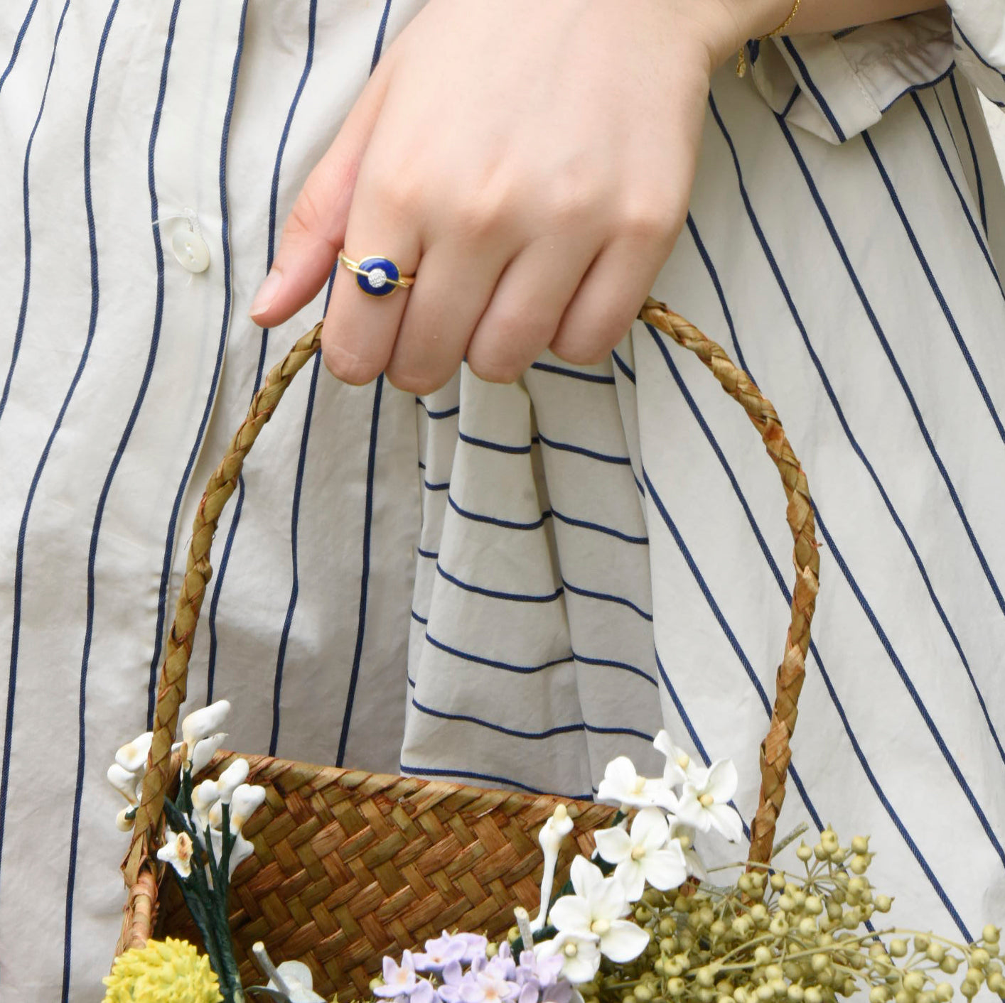 Planet Earth Lapis Lazuli Ring In 18K Yellow Gold Vermeil