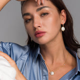 Planet Jupiter Mother of Pearls Drop Earrings In 18K Yellow Gold Vermeil