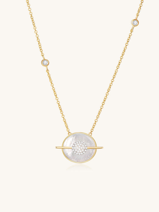 Planet Jupiter Mother of Pearls Necklace In 18K Yellow Gold Vermeil