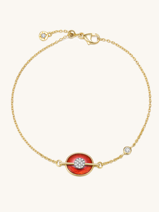 Planet Mars Red Agate Bracelet In 18K Yellow Gold Vermeil