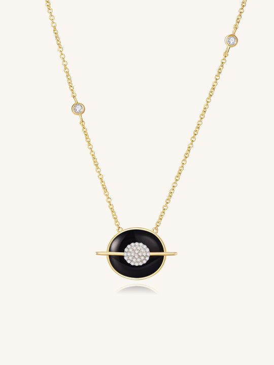 Planet Mercury Black Onyx Necklaces In 18K Yellow Gold Vermeil