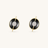 Planet Mercury Black Onyx Stud Earrings In 18K Yellow Gold Vermeil