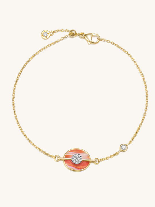 Planet Saturn Agate Bracelet In 18K Yellow Gold Vermeil