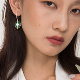 Planet Uranus Green Malachite Drop Earrings In 18K Yellow Gold Vermeil