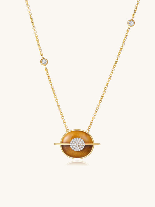 Planet Venus Tiger Eye Necklace In 18K Yellow Gold Vermeil