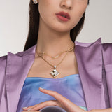 Queenie Mother Of Pearls Rhomboid Pendant In 18K Yellow Gold Vermeil