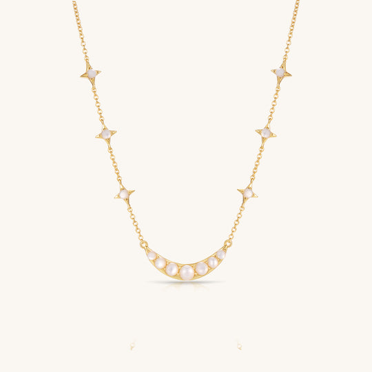 Starry Night Callisto Mother of Pearls Choker In 18K Yellow Gold Vermail
