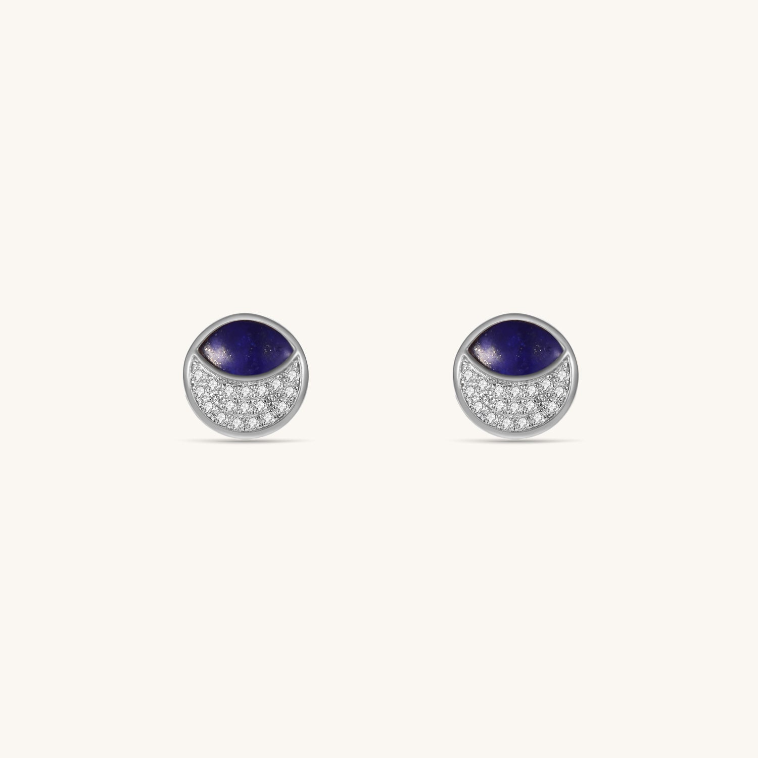 Starry Night Eclipse Lapis Lazuli Stud Earring In 18K Yellow Gold Vermeil