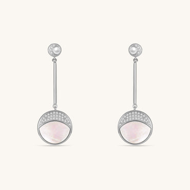 Starry Night Luna Mother of Pearls Drop Earrings In Sterling Silver