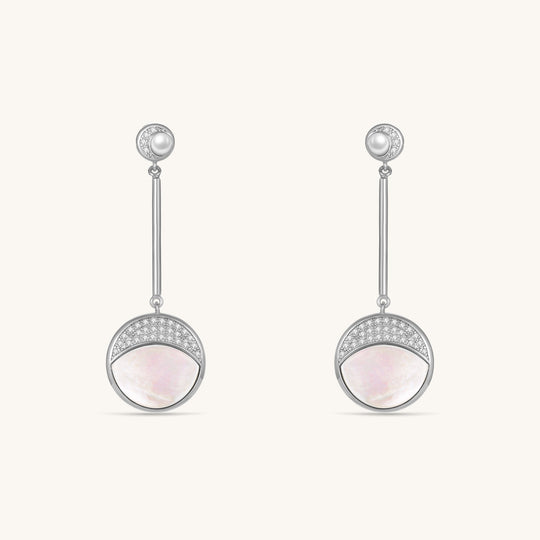 Starry Night Luna Mother of Pearls Drop Earrings In Sterling Silver