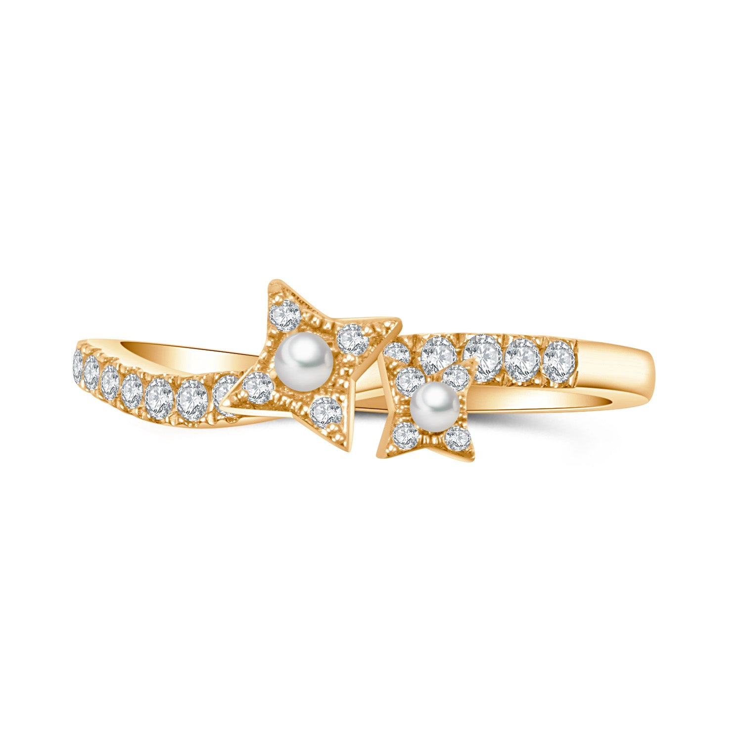 Starry Night Meteor Freshwater Pearls and Zircons Stacking Rings