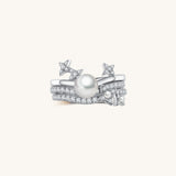 Starry Night Meteor Freshwater Pearls and Zircons Stacking Rings