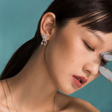 Starry Night Meteor Pearls and Zircons Stud Earrings In Sterling Sliver